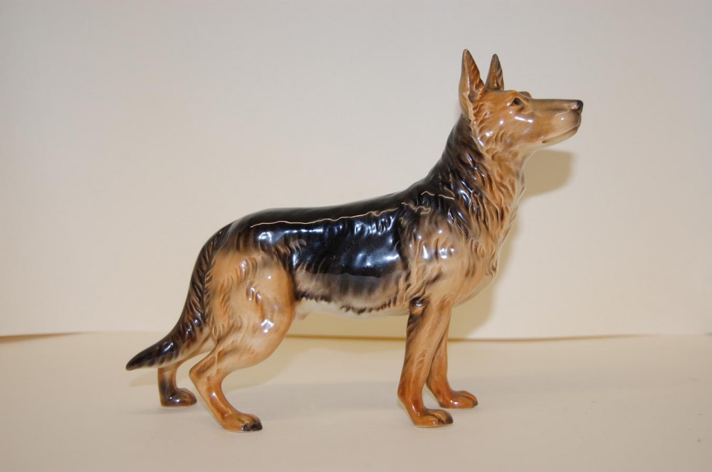 Hund Schäferhund schwarz braun Figur Goebel * Porzellan nach