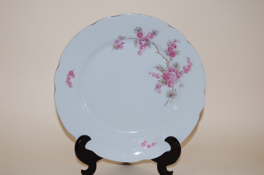 Kuchenteller 20cm rosa Blume Rhenania Duisdorf * Porzellan nach